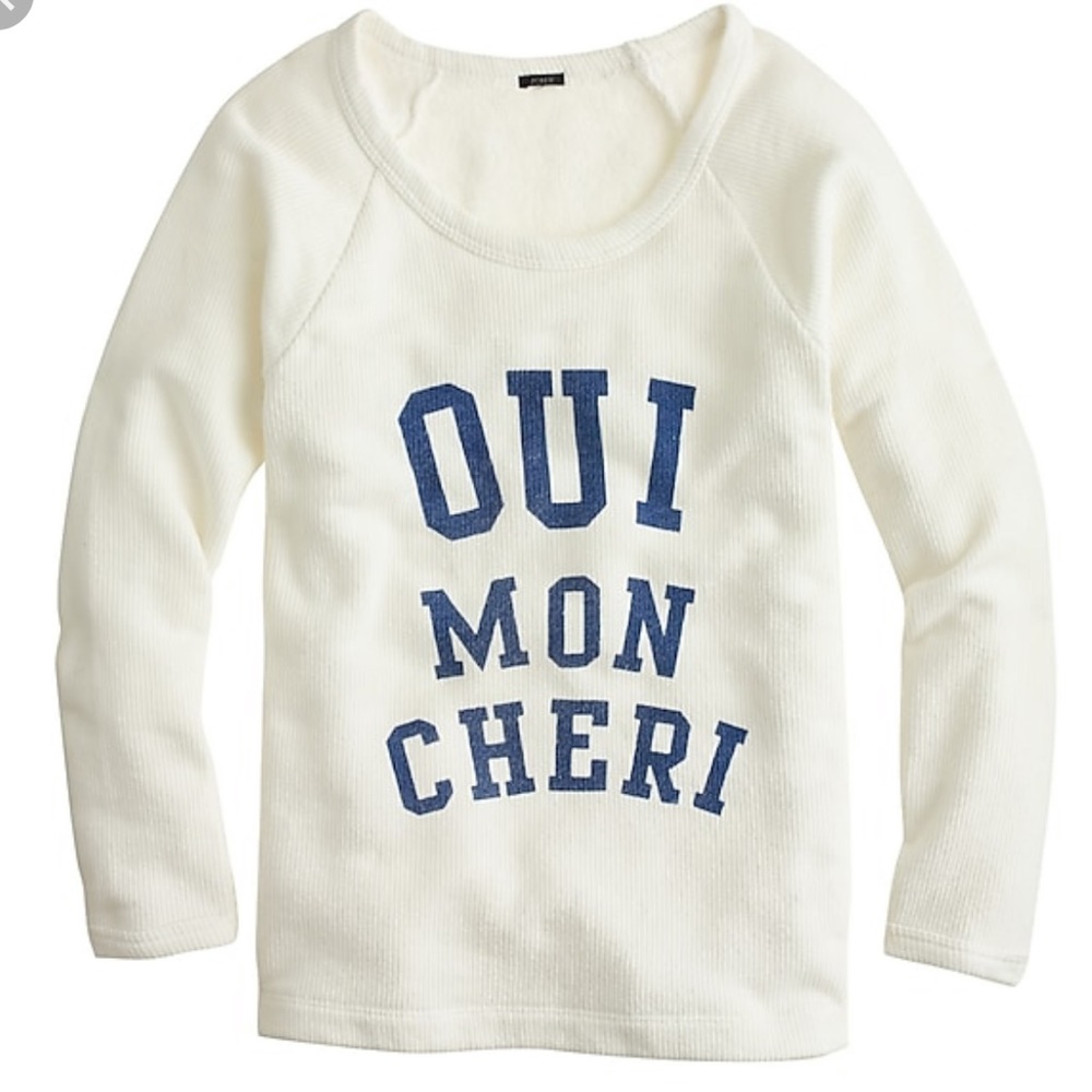 J. Crew “Oui Mon Cheri” terrycloth sweatshirt